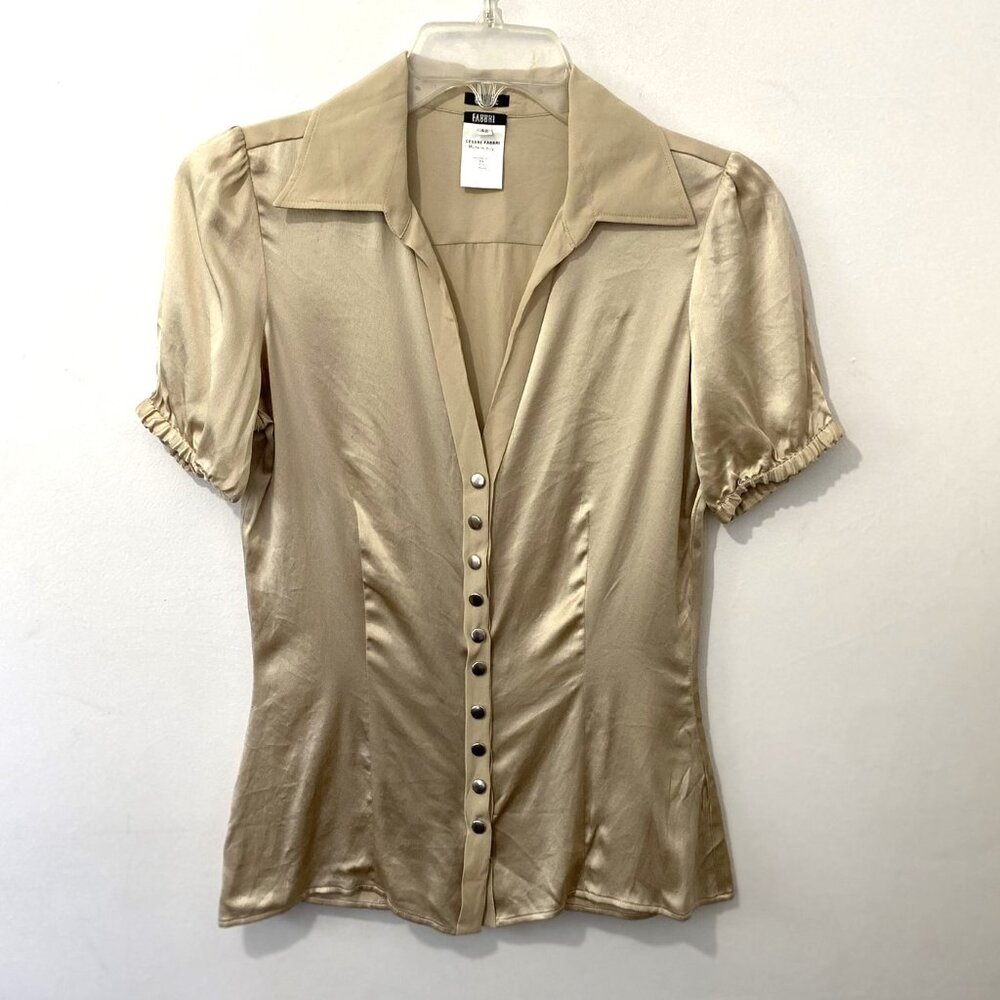 Cesare Fabbri Tan Silk Blouse Women’s Size 42